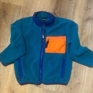 Patagonia Blue Fleece Jacket with Orange Pocket